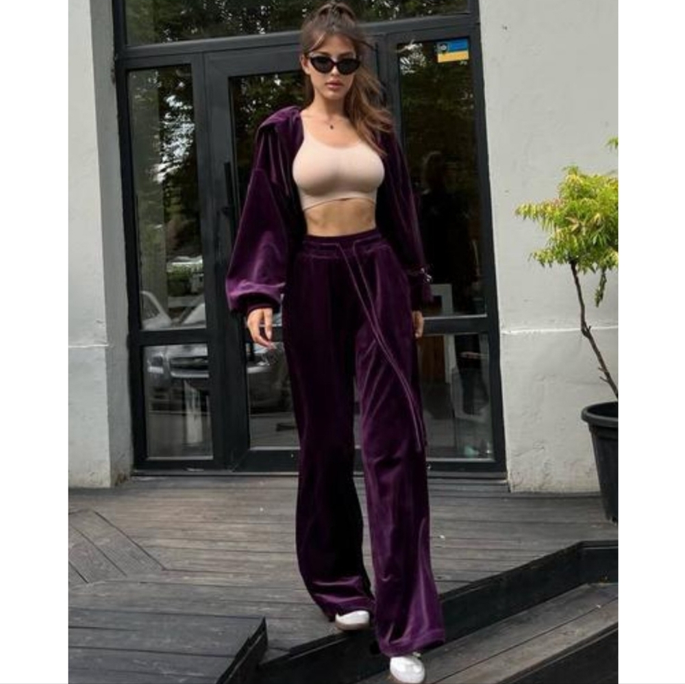Purple Two-Piece Pants Set